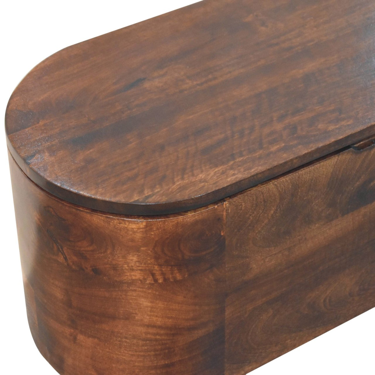 Rounded Solid Mango Wood Blanket Chest – California Walnut Finish