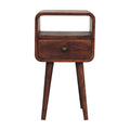 Mini Solid Mango Wood Nightstand – Honey Caramel Finish, Drawer & Open Shelf