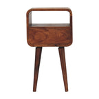 Mini Solid Mango Wood Nightstand – Honey Caramel Finish, Drawer & Open Shelf
