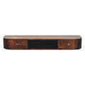 Lunar 2-Drawer Wall-Mounted Solid Mango Wood Console – Chestnut Finish