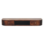 Lunar 2-Drawer Wall-Mounted Solid Mango Wood Console – Chestnut Finish