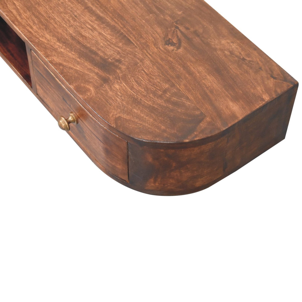 Lunar 2-Drawer Wall-Mounted Solid Mango Wood Console – Chestnut Finish