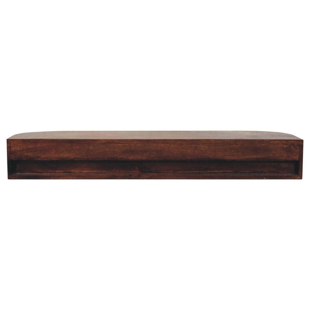 Lunar 2-Drawer Wall-Mounted Solid Mango Wood Console – Chestnut Finish