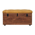 Brown Buffalo Leather & Solid Mango Wood Storage Trunk – Honey Caramel Finish