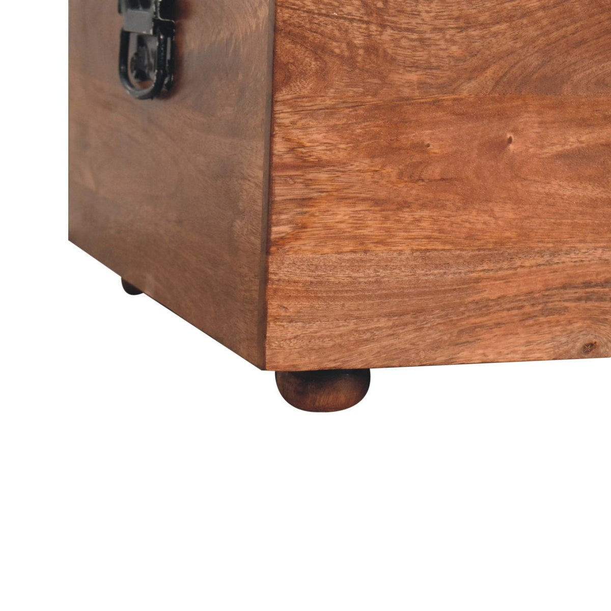 Brown Buffalo Leather & Solid Mango Wood Storage Trunk – Honey Caramel Finish