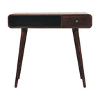 Curved Solid Mango Wood Writing Desk – California Walnut Finish