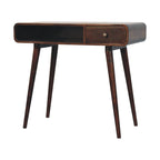 Curved Solid Mango Wood Writing Desk – California Walnut Finish