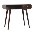 Curved Solid Mango Wood Writing Desk – California Walnut Finish
