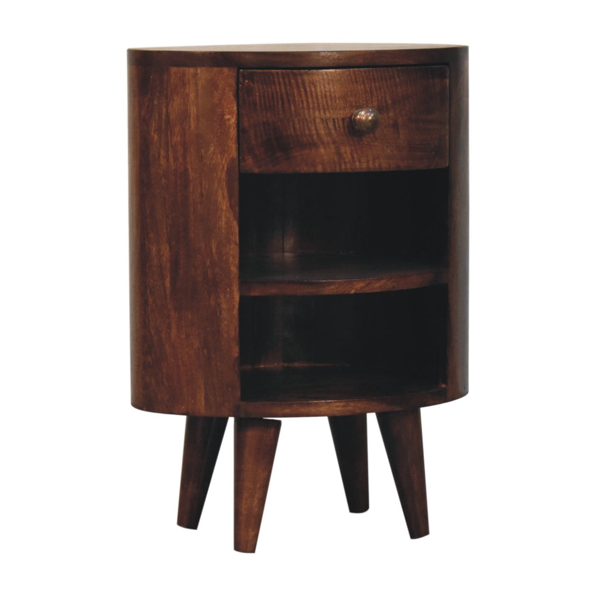 Cortez Solid Mango Wood Bedside Table – California Walnut Finish