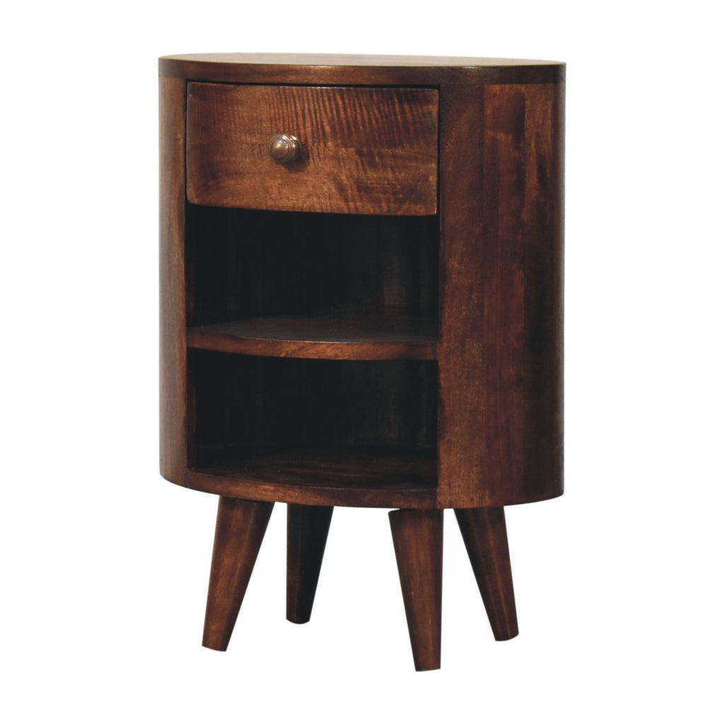 Cortez Solid Mango Wood Bedside Table – California Walnut Finish