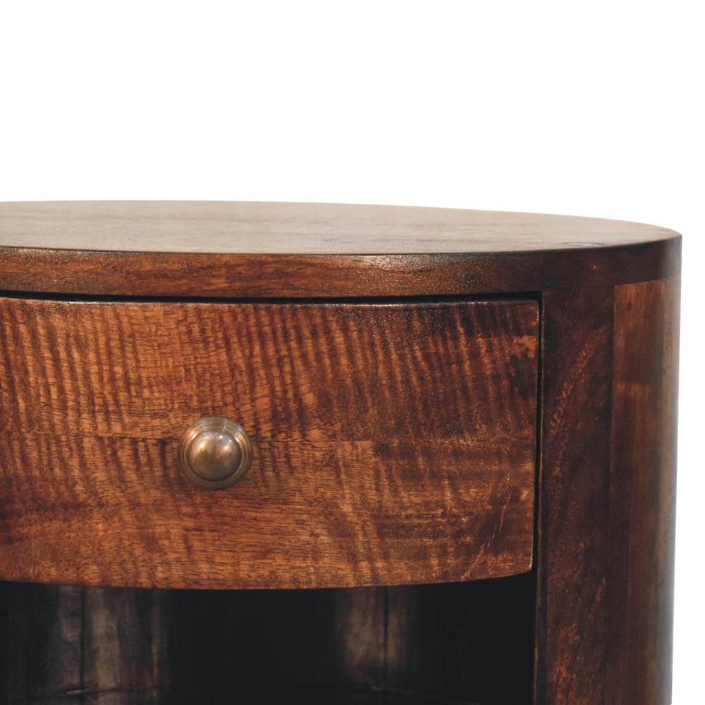 Cortez Solid Mango Wood Bedside Table – California Walnut Finish