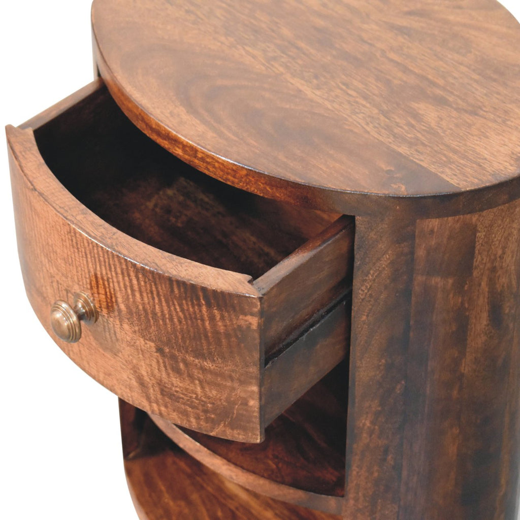 Cortez Solid Mango Wood Bedside Table – California Walnut Finish