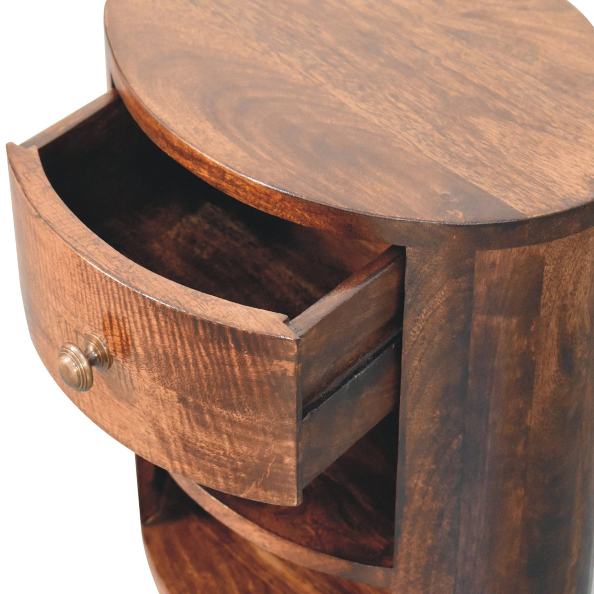Cortez Solid Mango Wood Bedside Table – California Walnut Finish