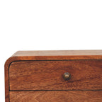 2-Drawer Floating Solid Mango Wood Bedside Table – Honey Caramel Finish
