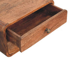 2-Drawer Floating Solid Mango Wood Bedside Table – Honey Caramel Finish