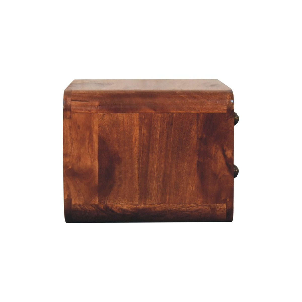 2-Drawer Floating Solid Mango Wood Bedside Table – Honey Caramel Finish