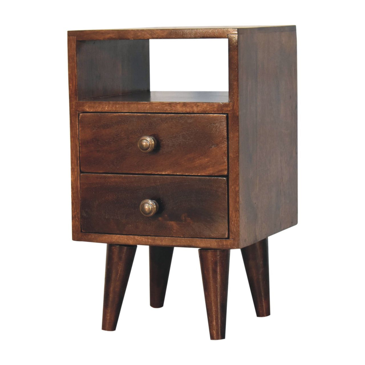 Mini Classic Solid Mango Wood Bedside Table – California Walnut Finish