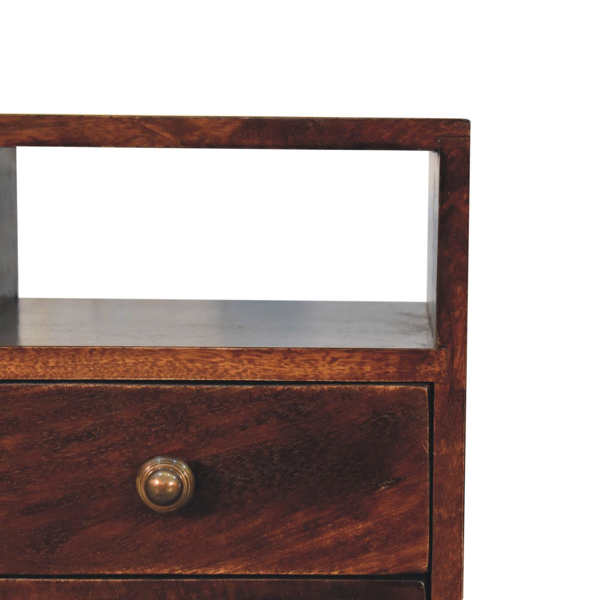 Mini Classic Solid Mango Wood Bedside Table – California Walnut Finish