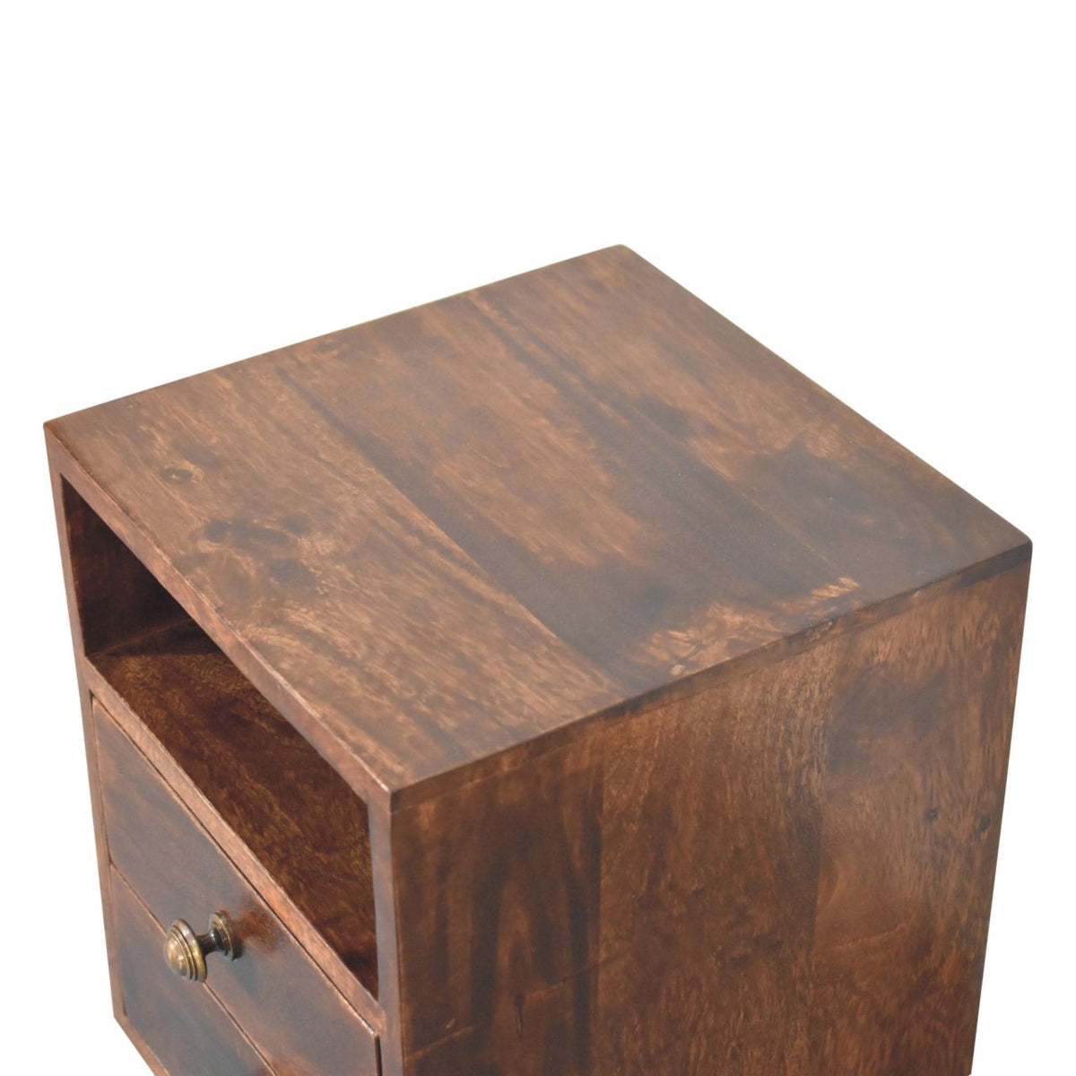 Mini Classic Solid Mango Wood Bedside Table – California Walnut Finish