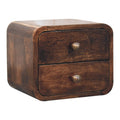 Mini Floating 2-Drawer Solid Mango Wood Nightstand – California Walnut Finish