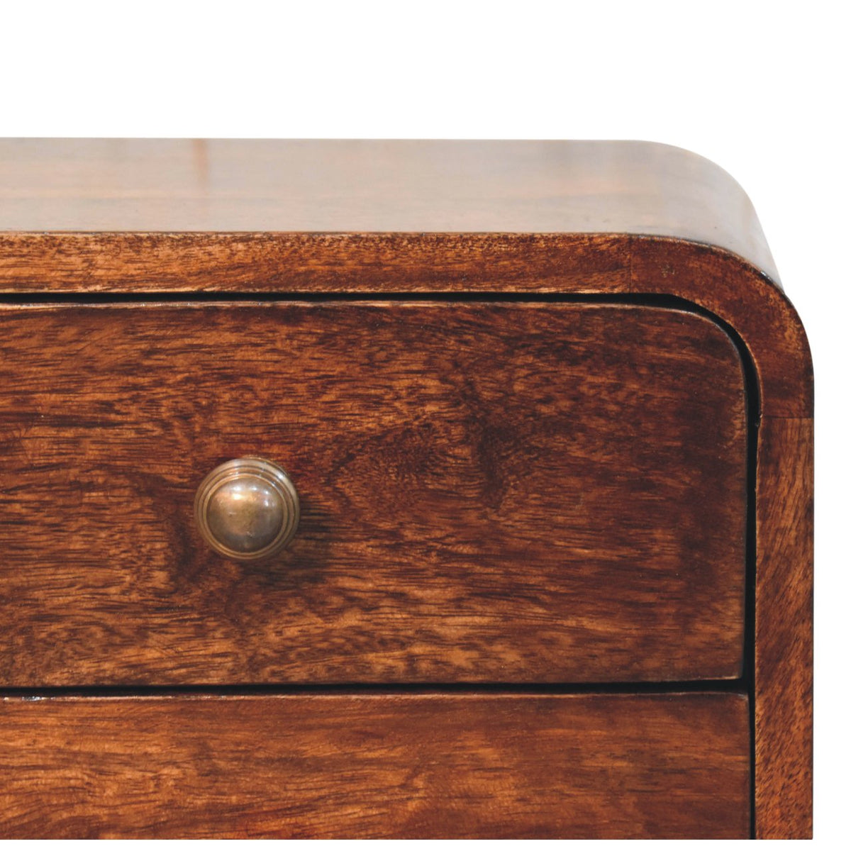 Mini Floating 2-Drawer Solid Mango Wood Nightstand – California Walnut Finish