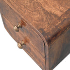 Mini Floating 2-Drawer Solid Mango Wood Nightstand – California Walnut Finish