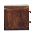 Mini Floating 2-Drawer Solid Mango Wood Nightstand – California Walnut Finish
