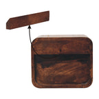 Mini Floating 2-Drawer Solid Mango Wood Nightstand – California Walnut Finish