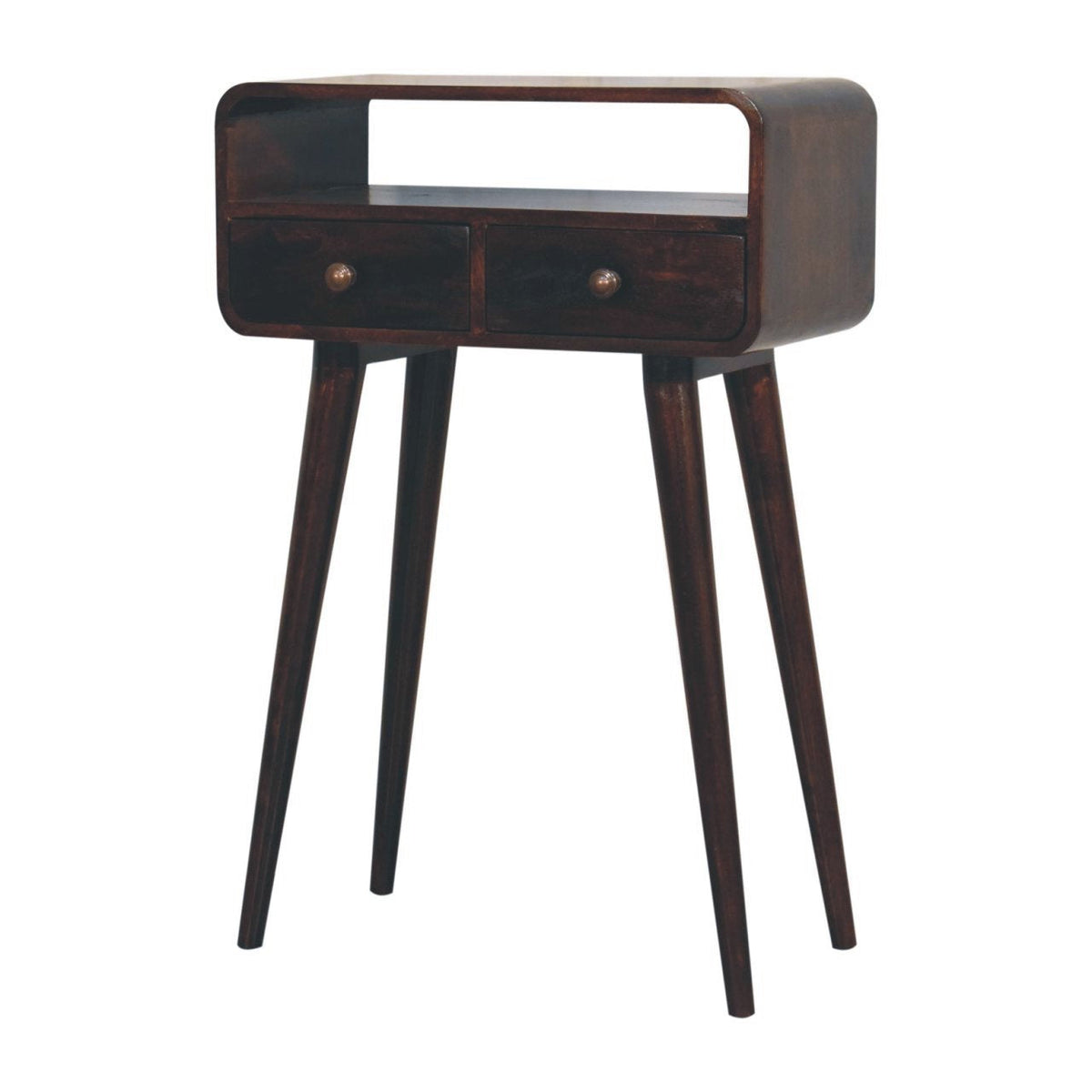 Mini Curved Console Table – California Walnut Finish