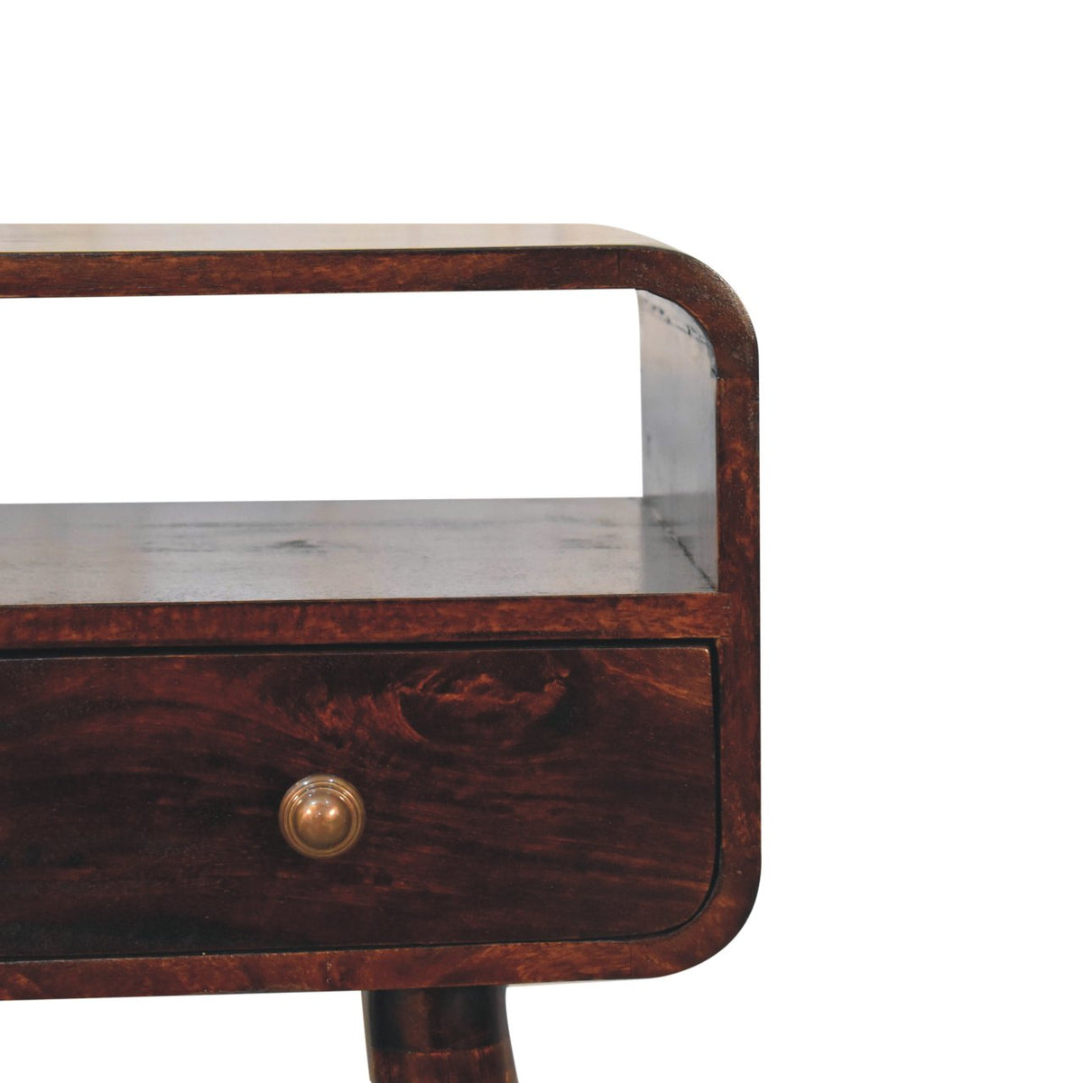 Mini Curved Console Table – California Walnut Finish