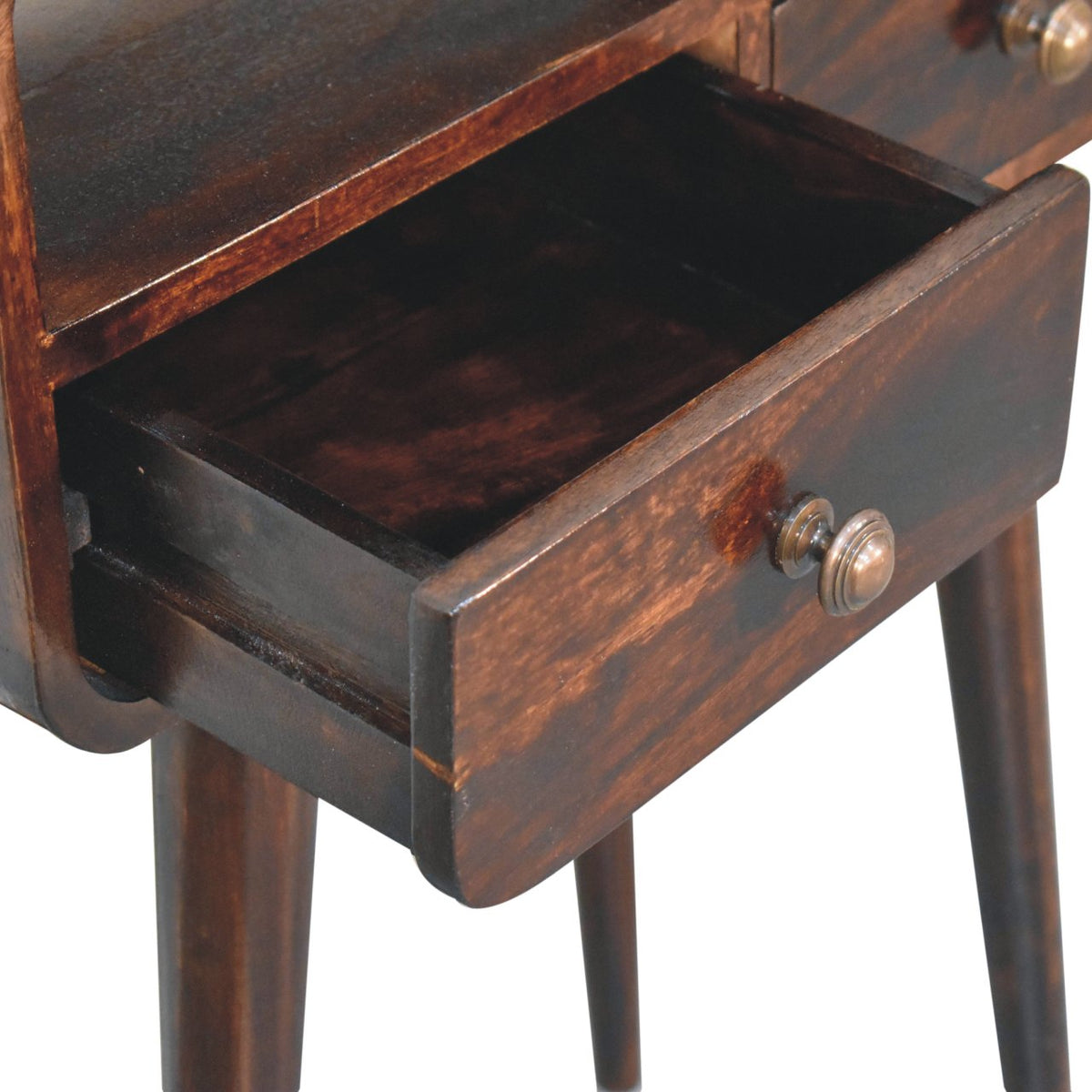 Mini Curved Console Table – California Walnut Finish