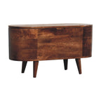 Rounded Solid Mango Wood Lift-Up Blanket Chest – Honey Caramel Finish