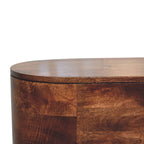 Rounded Solid Mango Wood Lift-Up Blanket Chest – Honey Caramel Finish