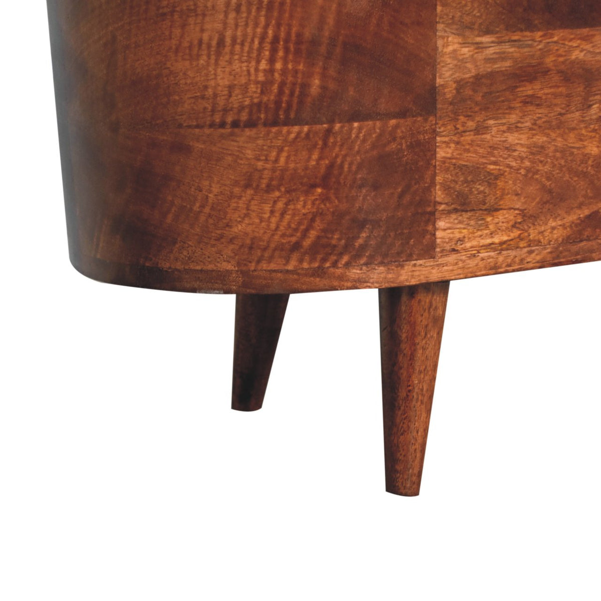 Rounded Solid Mango Wood Lift-Up Blanket Chest – Honey Caramel Finish