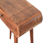 Mini Solid Mango Wood Dressing Table with Foldable Mirror – Honey Caramel Finish