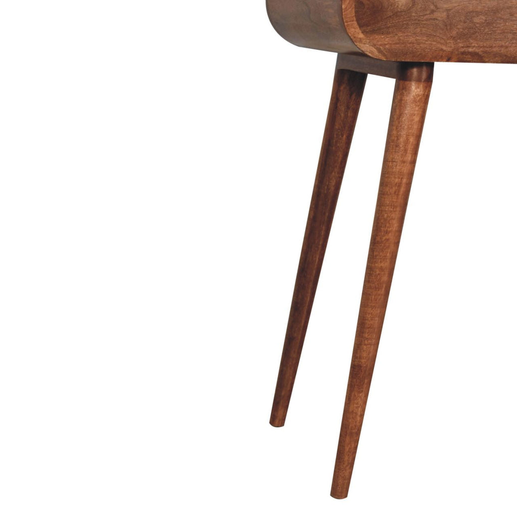 Mini Solid Mango Wood Dressing Table with Foldable Mirror – Honey Caramel Finish
