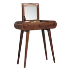 Mini Solid Mango Wood Dressing Table with Foldable Mirror – Honey Caramel Finish