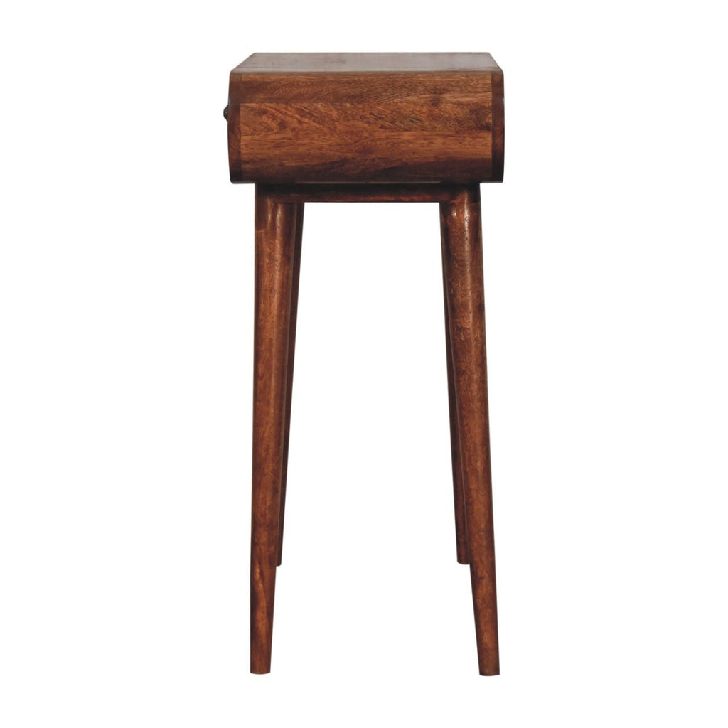 Mini Solid Mango Wood Dressing Table with Foldable Mirror – Honey Caramel Finish