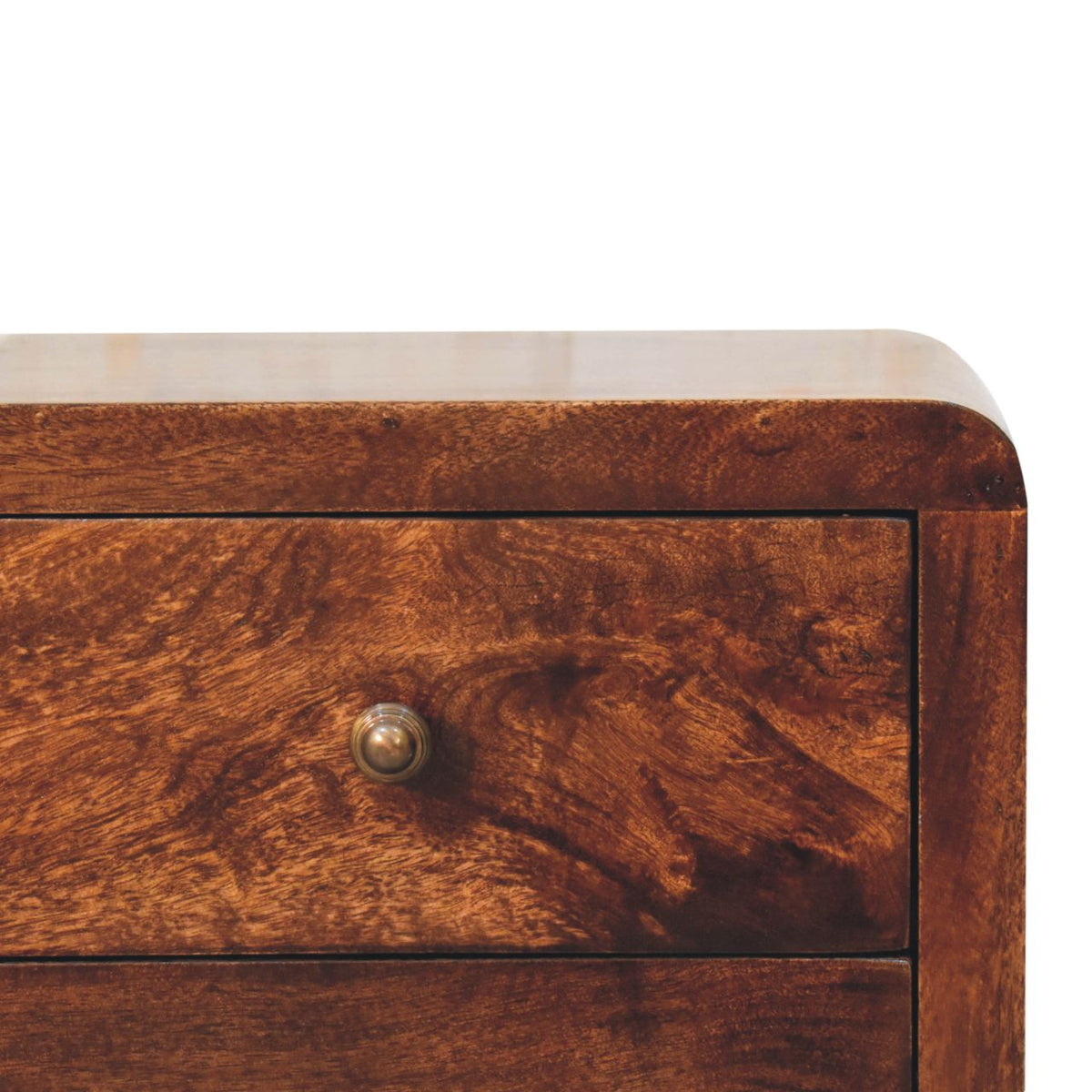 Naya Solid Mango Wood Nightstand – California Walnut Finish, 3 Drawers