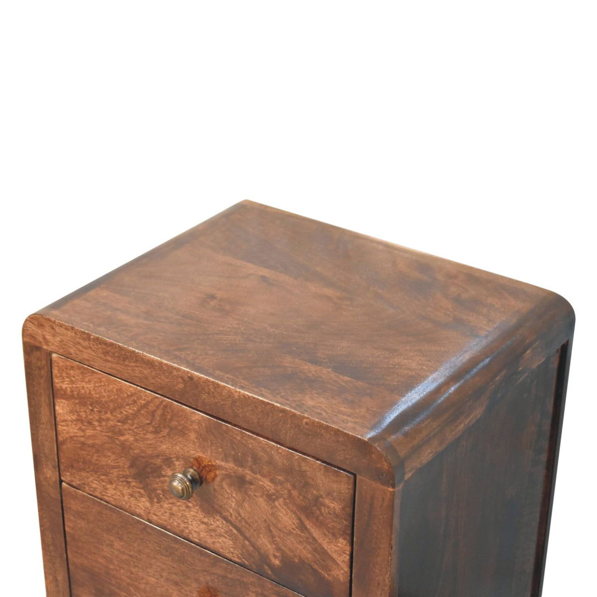 Naya Solid Mango Wood Nightstand – California Walnut Finish, 3 Drawers
