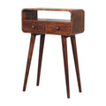 Mini Curved Solid Mango Wood Console Table – Honey Caramel Finish