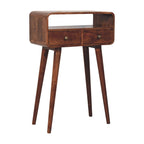 Mini Curved Solid Mango Wood Console Table – Honey Caramel Finish