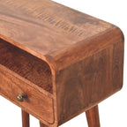Mini Curved Solid Mango Wood Console Table – Honey Caramel Finish