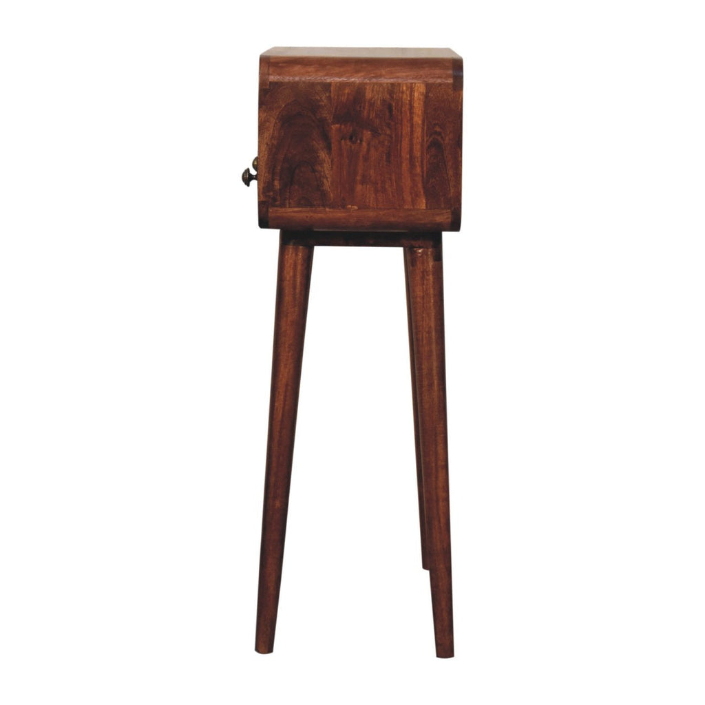 Mini Curved Solid Mango Wood Console Table – Honey Caramel Finish