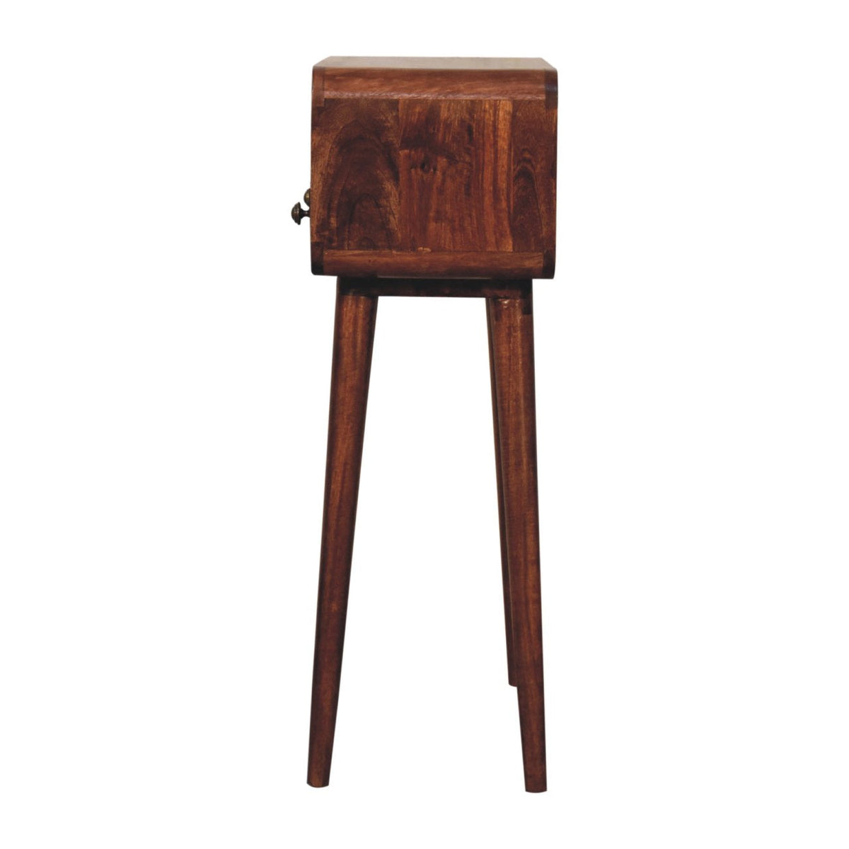 Mini Curved Solid Mango Wood Console Table – Honey Caramel Finish