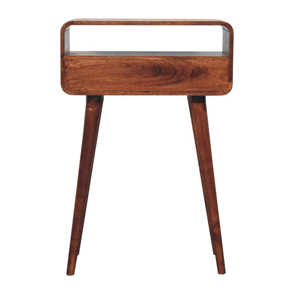 Mini Curved Solid Mango Wood Console Table – Honey Caramel Finish
