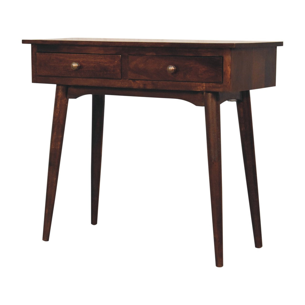 Solid Mango Wood 2-Drawer Console Table – California Walnut Finish