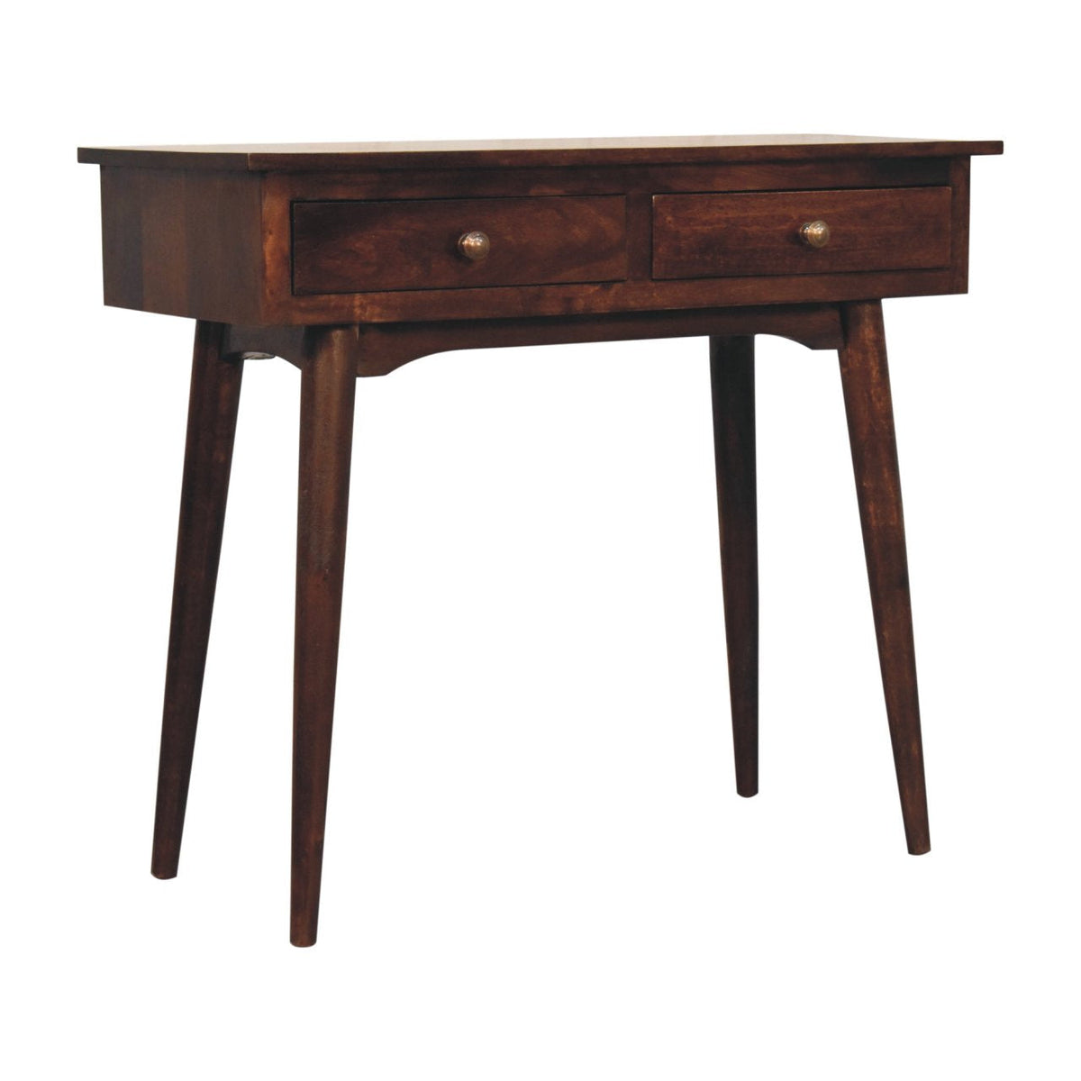 Solid Mango Wood 2-Drawer Console Table – California Walnut Finish