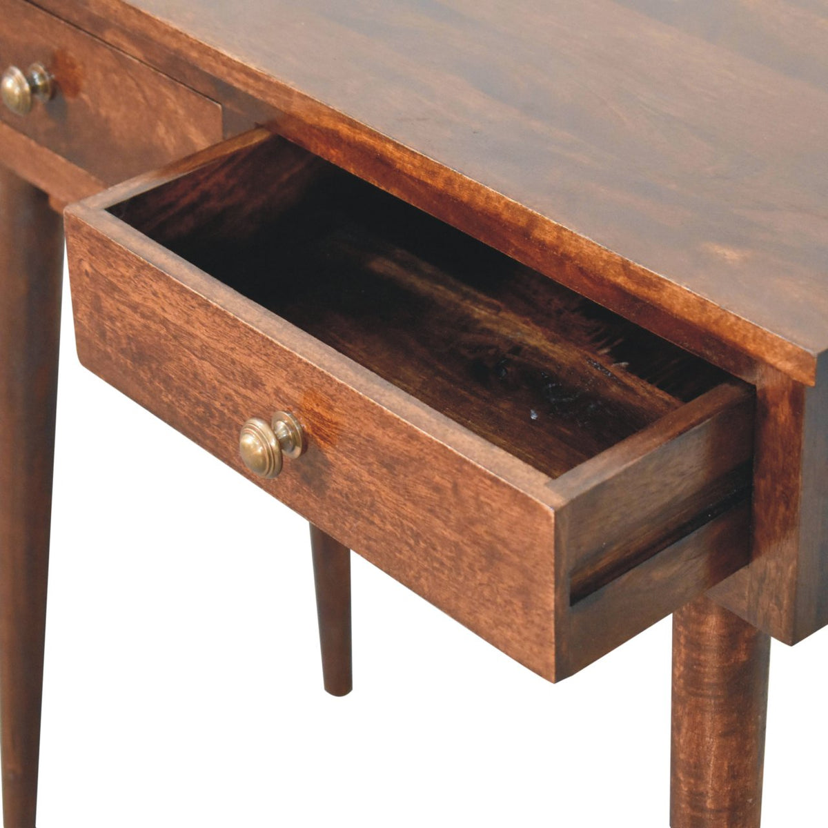 Solid Mango Wood 2-Drawer Console Table – California Walnut Finish