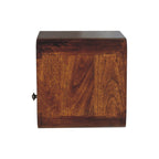 Extra-Mini Floating Solid Mango Wood Nightstand – Chestnut Finish, Drawer & Open Shelf